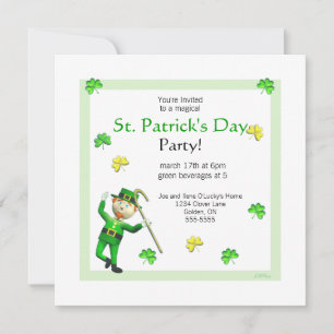 Invitation Saint Patrick's Day Leprechaun et Shamrock