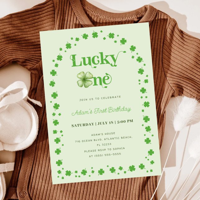 Invitation Saint Patrick's Day Shamrock Lucky One 1er anniver (Créateur téléchargé)