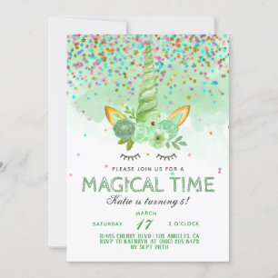 Invitation Saint Patrick's Day Unicorn Birthday