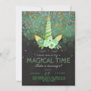 Invitation Saint Patrick's Day Unicorn Birthday