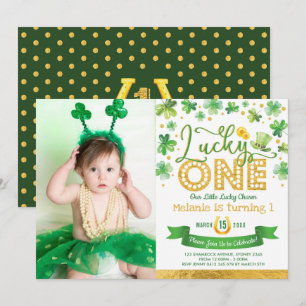 Invitation Saint Patrick's Shamrock Lucky One 1er Anniversair