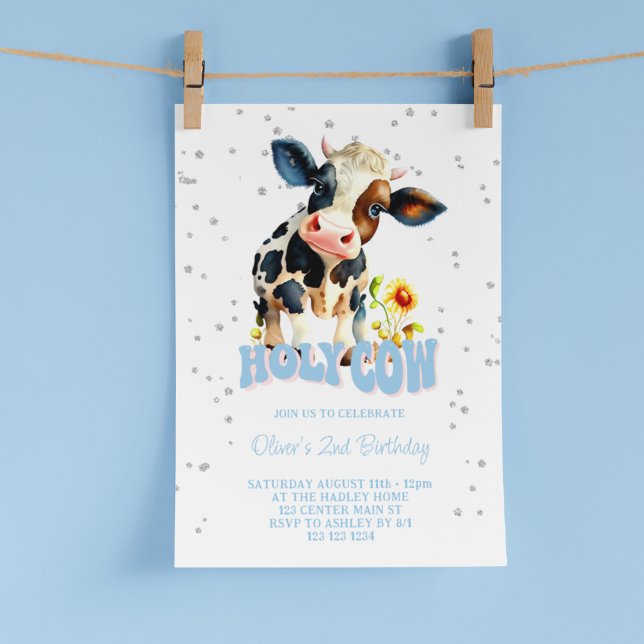 Invitation Saint Vache bleu 2e anniversaire (Créateur téléchargé)