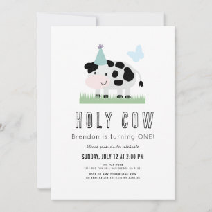 Invitation Saint Vache Bleu Casquette papillon garçon 1er ann