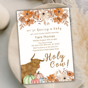 Invitation Saint-Vache Floral Automne Highland Baby shower de