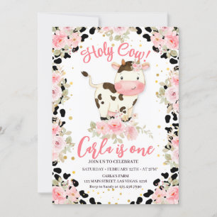 Invitation Saint-Vache Floral et Vache Imprimer Anniversaire