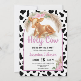 Invitation Saint-Vache Rustique Ouest Floral Baby shower Pamp