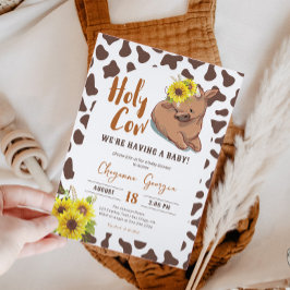 Invitation Saint-Vache rustique Pays ferme Baby shower animal