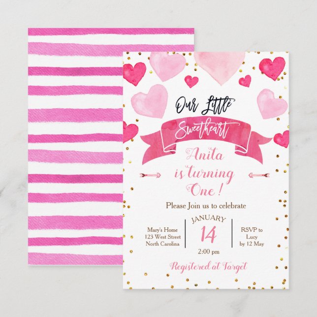 Invitation Saint-Valentin Anniversaire Notre Petit Chéri (Devant / Derrière)