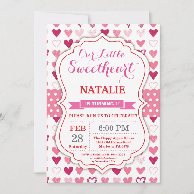 Invitation Saint Valentin Anniversaire Notre Petite Amoureuse (Devant)