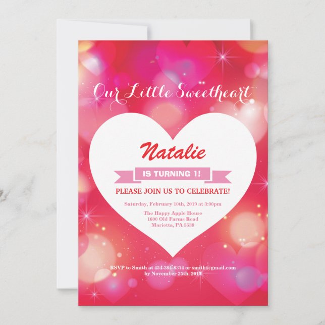 Invitation Saint Valentin Anniversaire Notre Petite Amoureuse (Devant)