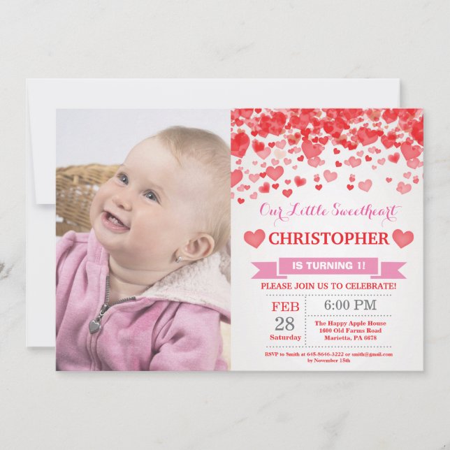 Invitation Saint Valentin Anniversaire Notre Petite Amoureuse (Devant)