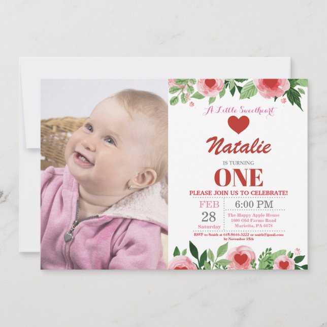 Invitation Saint Valentin Anniversaire Notre Petite Amoureuse (Devant)