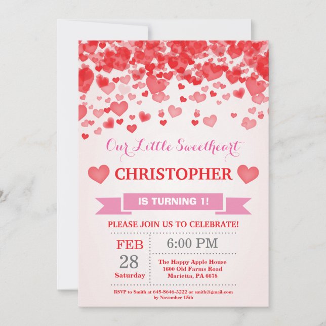 Invitation Saint Valentin Anniversaire Notre Petite Amoureuse (Devant)