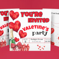 Saint Valentin au coeur rouge et champagne Pois