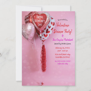 Invitation Saint Valentin Balloons Diner Fête Événement ou An