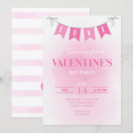 Invitation Saint-Valentin Bannière Amour Pink Watercolor Part