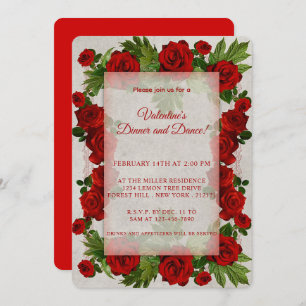 Invitation Saint Valentin Cadre Red Roses