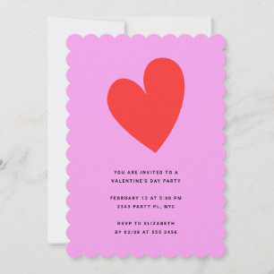 Invitation Saint Valentin Coeur : rose et rouge moderne