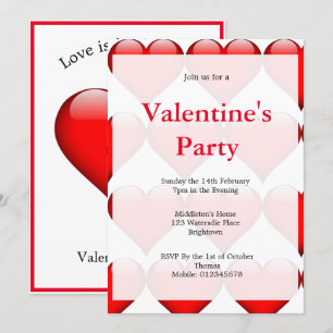 Invitation Saint Valentin Coeur rouge pour l'amour