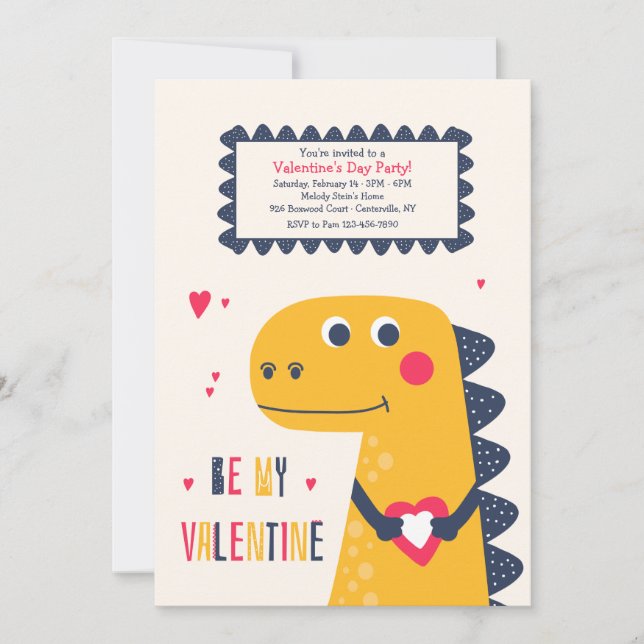 Invitation Saint-Valentin Dino (Devant)