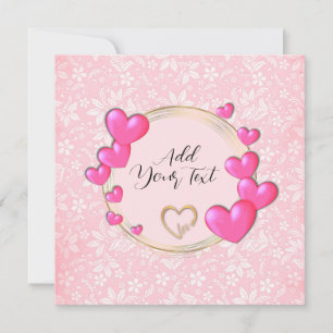 Invitation Saint-Valentin élégants, Amour, Cœur rose d'annive