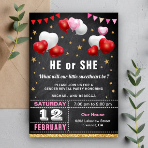 Invitation Saint Valentin, fête de la révélation de genre
