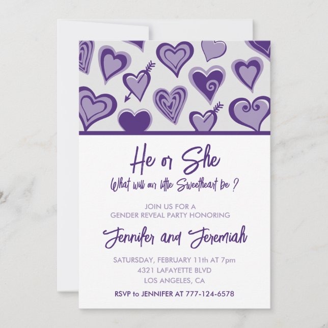 Invitation Saint Valentin genre révéler amoureuse coeur migno (Devant)