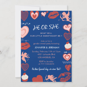 Invitation Saint Valentin genre révéler son bleu