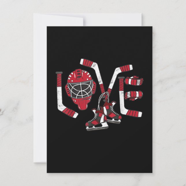 Invitation Saint Valentin hockey sur glace Amour Cadeau migno (Devant)