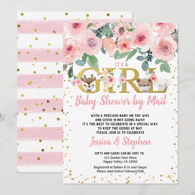 Invitation Saint-Valentin : Le Baby shower des filles par le  (Devant / Derrière)