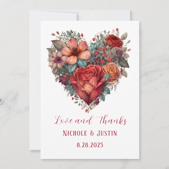 Invitation Saint Valentin Mariage Amour et Merci (Devant)