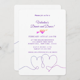Invitation Saint Valentin minimaliste coeur pourpre