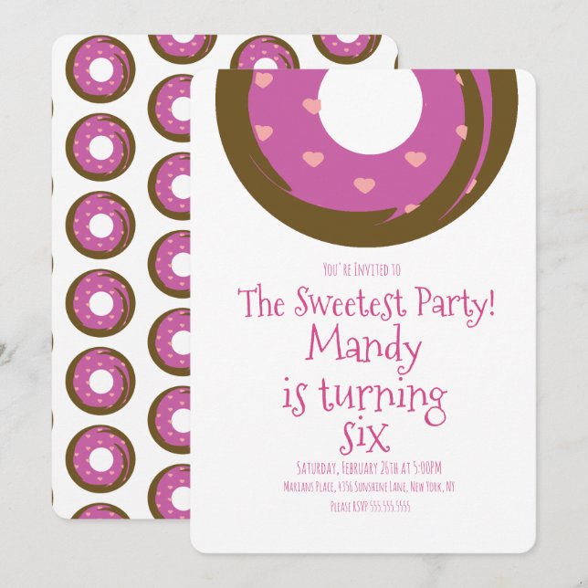 Invitation Saint Valentin minimaliste Jour du chocolat Donut  (Devant / Derrière)