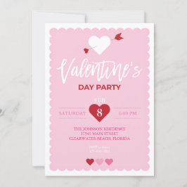 Invitation Saint Valentin Pink Scalloped Edge Party