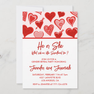 Invitation Saint-Valentin révélation du sexe chéri rouge rose