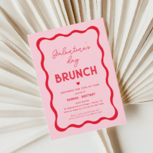 Invitation Saint-Valentin rose Brunch de Saint-Valentin