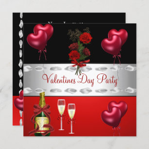 Invitation Saint Valentin Rouge Roses Ballons