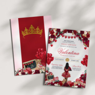 Invitation Saint Valentin Thème Sweet 16 Floral Anniversaire