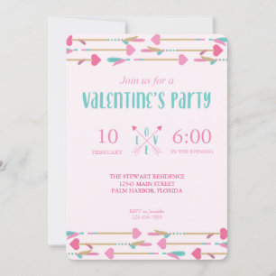 Invitation Saint Valentin Tribal Heart Flèches Party