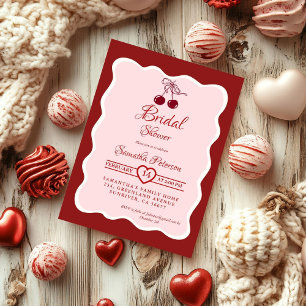 Invitation Saint-Valentin Velvet rouge noeud papillon Shower