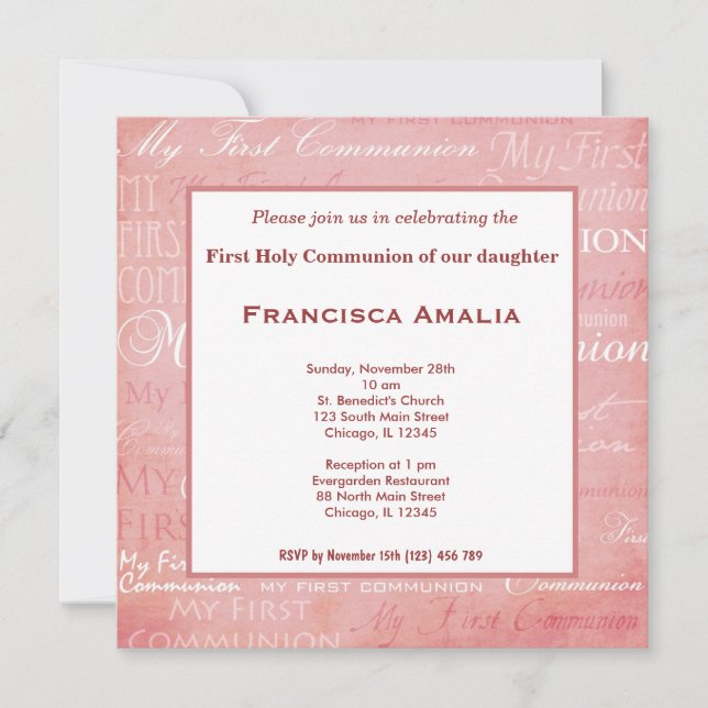 Invitation Sainte Communion (Devant)