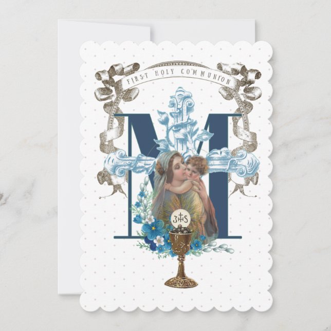 Invitation Sainte Communion Catholique Vierge Marie Jésus (Devant)
