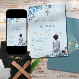 Invitation Sainte Communion Noir Africain Américain Garçon Bl