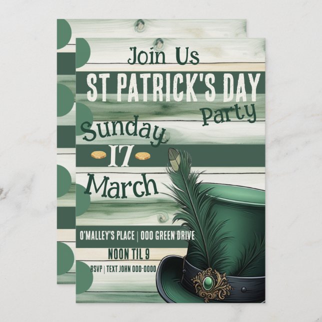 Invitation Sainte et Bonne fête de la Saint Patrick (Devant / Derrière)