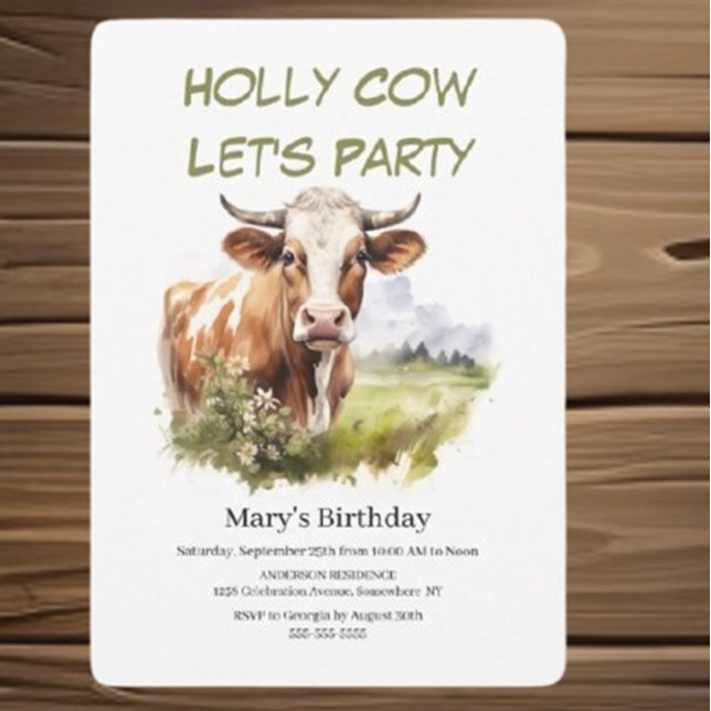 Invitation Sainte vache ! C'est une fête d'anniversaire ! (Perfect for a heartfelt gathering, this charming design will set the tone   a memorable celebration)