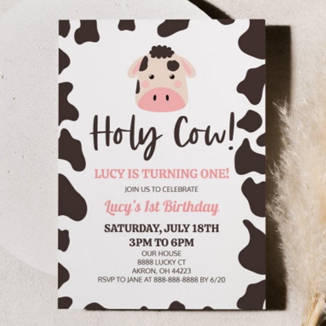 Invitation Sainte vache ! Je tourne une fête d'anniversaire (Créateur téléchargé)