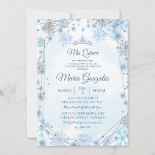 Invitation Saison de Noël bleu Géométrique Sweet 15e