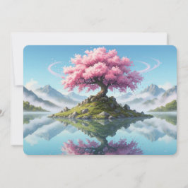 Invitation Sakura Tree Lake Landscape Postcard - Artistic Asi