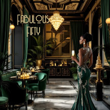 Salle Art déco fabuleuse Ethnic Woman Green Gold