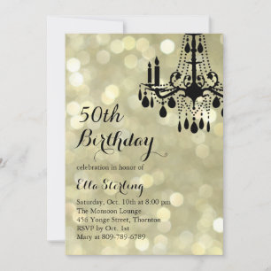Invitation Salle de bal en or étincelante 50e anniversaire In